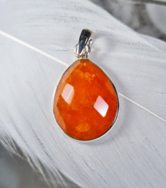 Carneool Facet Druppel Hanger in 925 Sterling Zilver 3,3 cm