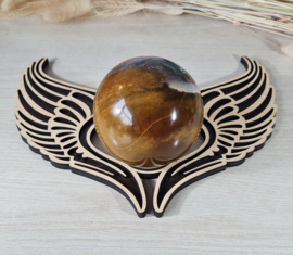 Edelsteen bol houder - Engelenvleugels - Hout - 23 cm