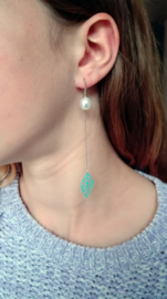 Oorbellen - Leaf & Pearl - Ear Threader