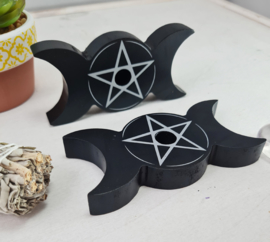 Kaarshouder - Drievoudige maan - Pentagram - 11cm