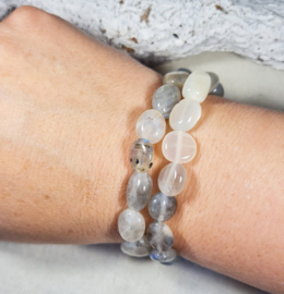 Edelsteen Armband Witte Maansteen Trommelsteen 10-12 mm