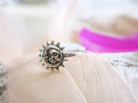 Ring Zon en Maan 925 Sterling Zilver - Maat 17