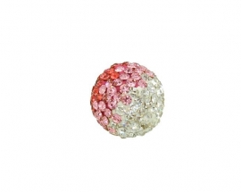 Klankbol met strass steentjes rood- roze- wit- in 20 mm