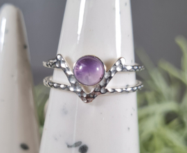 Ring - Double line - Silver - size 7 - Amethyst