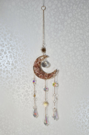 Raamhanger Suncatcher Maan Roze Maansteen 8 x 37 cm