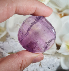 Fluoriet Platte Steen 4 cm no.2 Paars