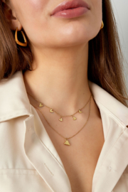 Ketting - Lagenketting Harten - Stainless Steel goudkleur
