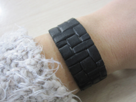 Armband - Tressia - suède - zwart - basket print