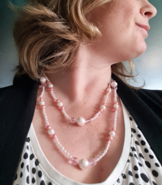 Parelketting gelaagd roze