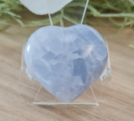 Blauwe Calciet Edelsteen Hart - No.13 - Madagaskar - 4 cm