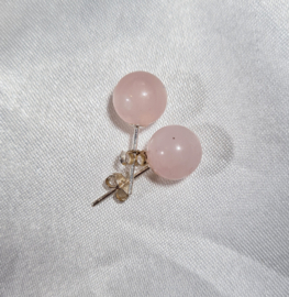 Oorbellen Rozenkwarts Oorstekers - 925 Zilver - 0,8 cm