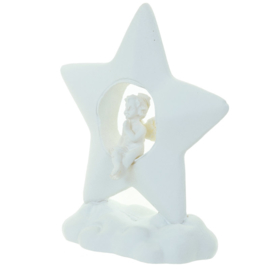 Beeld - Cherubijn zittend in een ster op een wolk  - 7,5cm