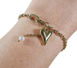 Armband Lovely Heart - Stainless Steel Goudkleur