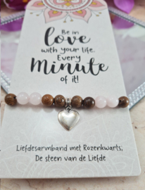 Armband - Love your life - Vriendschapsarmband - Rozenkwarts