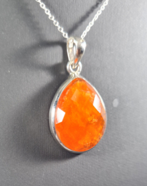 Carneool Facet Druppel Hanger in 925 Sterling Zilver 3,3 cm