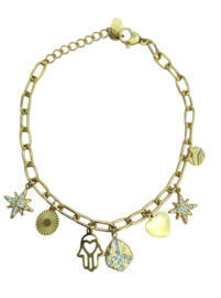 Bedelarmband Hamsa - Roestvrij Staal Goudkleur
