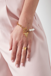 Armband Love Pearls - Rvs en Parels  Goudkleur