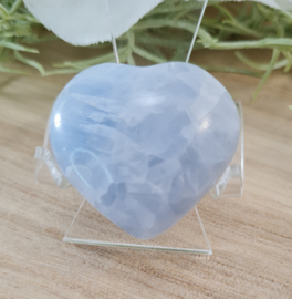 Blauwe Calciet Edelsteen Hart - No.13 - Madagaskar - 4 cm