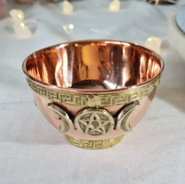 Offerschaal Tibetaanse wierookbrander Drievoudige Maan koper