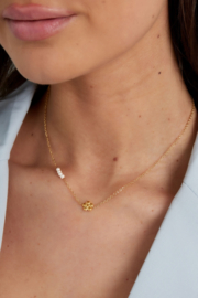 Ketting Flower and Pearls Roestvrij Staal Goudkleur