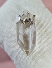 Edelsteen Hanger Bergkristal Punt Verzilverd