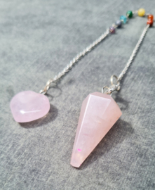 Pendel Rozenkwarts met chakra ketting