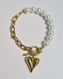 Armband Love Pearls - Rvs en Parels  Goudkleur
