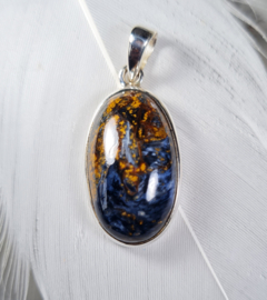 Pietersiet Ovaal Edelsteen Hanger in 925 Sterling Zilver 3,4 cm