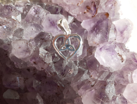 Pendant - Heart with Button - Silver