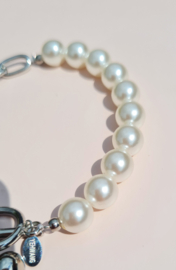 Armband Love Pearls - Rvs en Parels  Zilverkleur