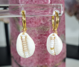 Oorbellen Shell - Stainless Steel Wit en Goud