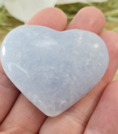 Blauwe Calciet Edelsteen Hart - No.09 - Madagaskar - 4 cm
