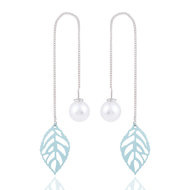 Oorbellen - Leaf & Pearl - Ear Threader