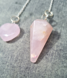 Pendel Rozenkwarts met chakra ketting