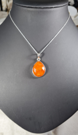 Carneool Facet Druppel Hanger in 925 Sterling Zilver 3,3 cm