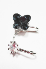 Oorbel Earcuff Vlinder blauw stras