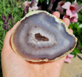 Agaat Edelsteen Geode Druzy - 9,5cm - Grijs