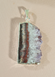 Edelsteen Hanger Amethist Slice Verzilverd