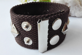 Armband - Stof - studs - bruin