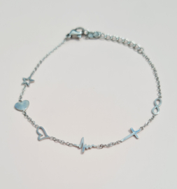Armband Bedels Heartbeat - RVS Zilverkleur