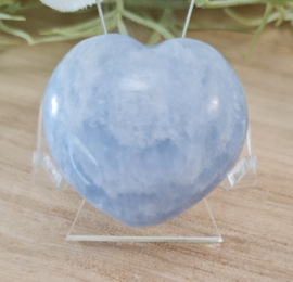 Blauwe Calciet Edelsteen Hart - No.12 - Madagaskar - 4 cm