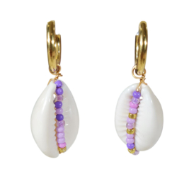 Oorbellen Shell - Stainless Steel Lila en Goud