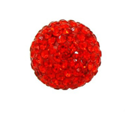 Klankbol rood met strass steentjes in 16 mm en 20 mm