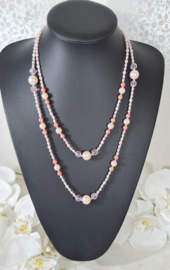 Parelketting gelaagd roze