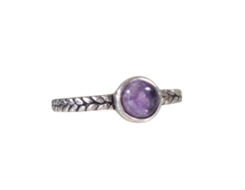 Edelsteen Ring Amethist Rond Vlecht 925 Sterling Zilver - Maat 16