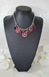 Ketting Camee Bedels roze rood