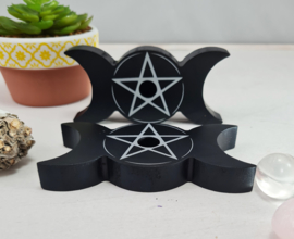 Kaarshouder - Drievoudige maan - Pentagram - 11cm