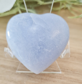 Blauwe Calciet Edelsteen Hart - No.02 - Madagaskar - 4,5 cm