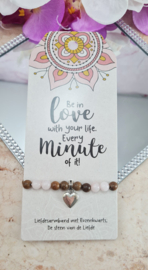 Armband - Love your life - Vriendschapsarmband - Rozenkwarts