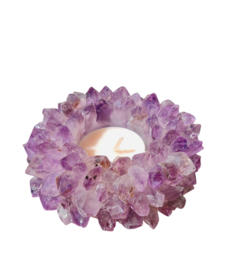 Amethist Sfeerlicht - Edelsteen punten - Theelichthouder - 10cm